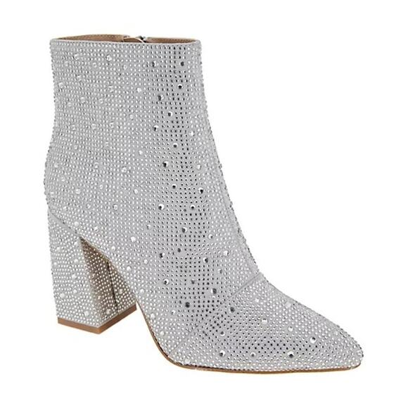 BCBGeneration Briel 2 Sparkle Silver Heeled Bootie Boots Size 5.5 - Picture 1 of 9